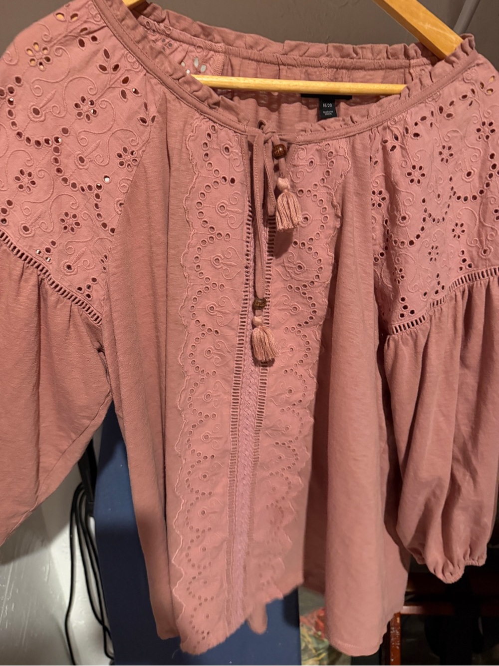 Lane Bryant Rose Pink Eyelet Peasant Blouse